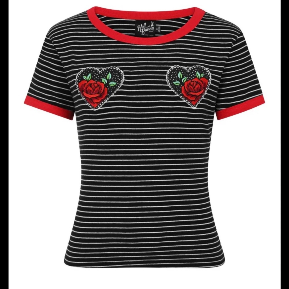 Hell Bunny tee with embroidered hearts size small